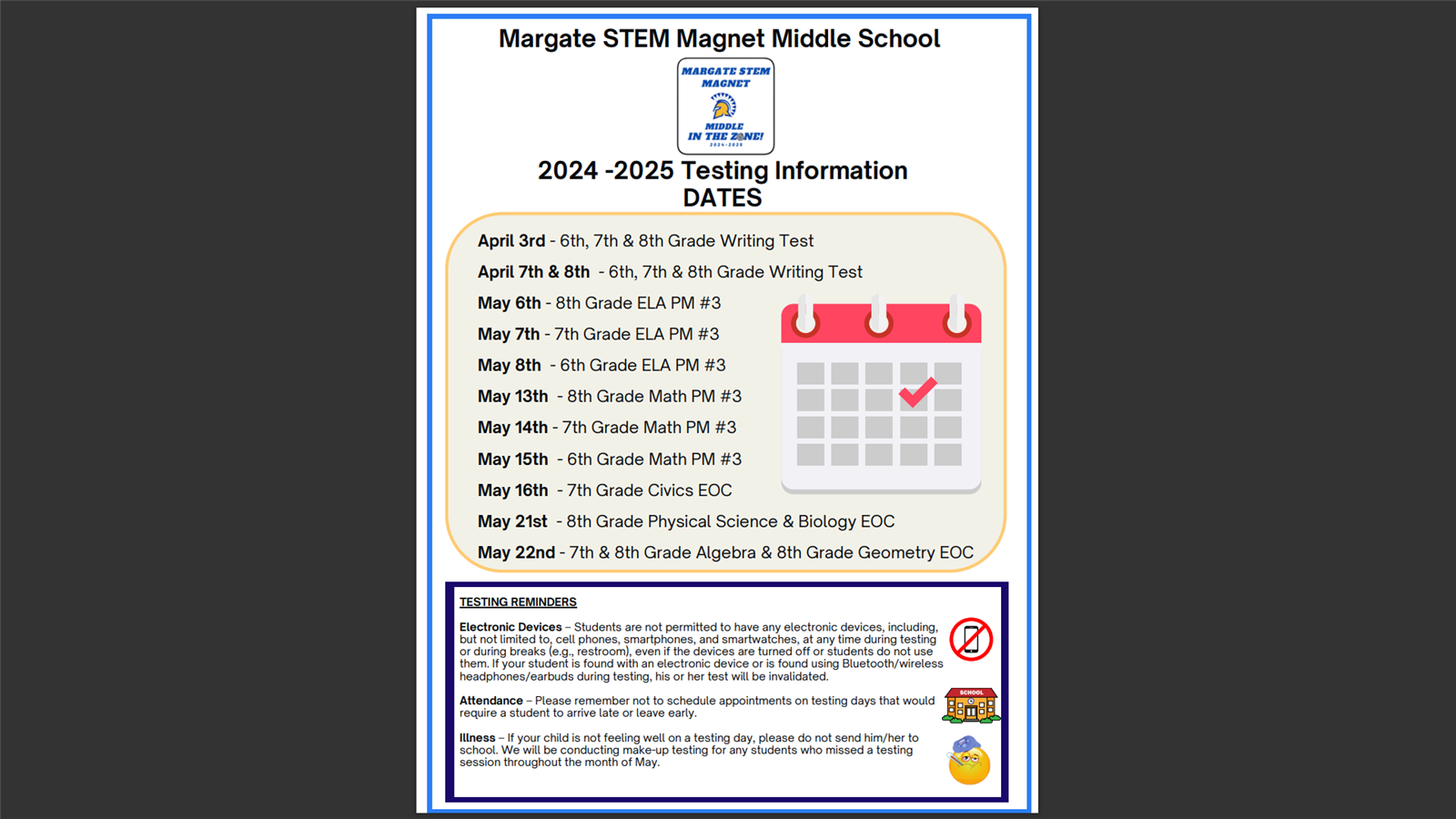  MMS Testing Calendar 2025